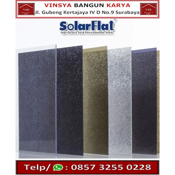 SolarFlat / SolarTuff Solid Polycarbonate Roof 1.2 mm Thickness