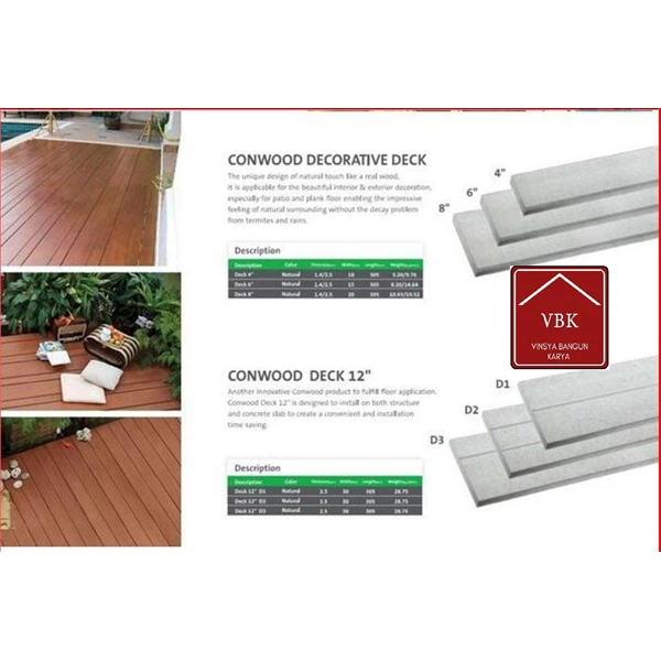 CONWOOD DECK FLOORING FLOOR ACCESSORIES + INSTALLATION SERVICES WITH DIFFERENT PRICES