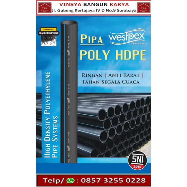 Pipa Poly HDPE Westpex PN 12.5 Ukuran 3/4 inchi / Pipa HDPE