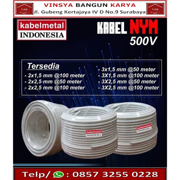 Kabel Metal Indonesia NYA 470/750 Volt Ukuran 1x1.5mm