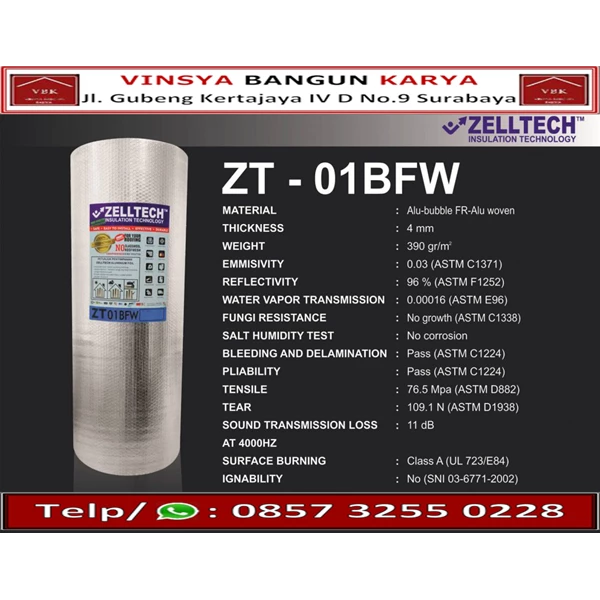 Aluminium Foil Bubble Zelltech ZT-01BFW
