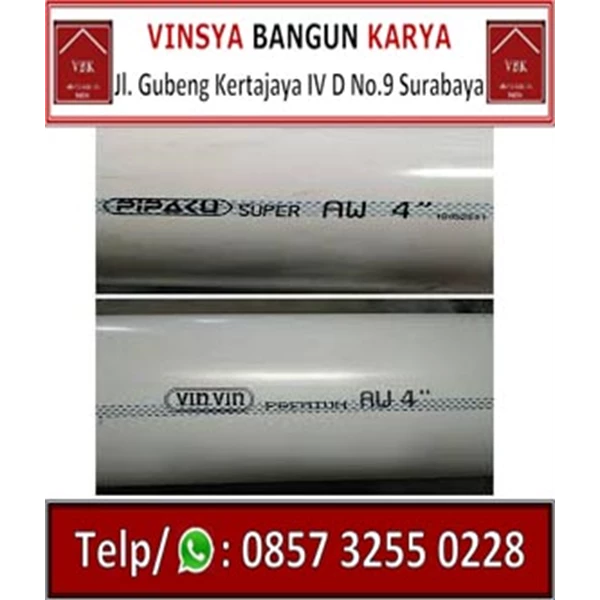 Pipa PVC VINVIN Type AW 1/2 Inchi